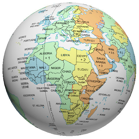 Africa Time Zone Globe