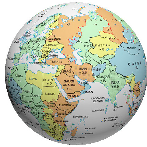 Middle East Time Zone Globe