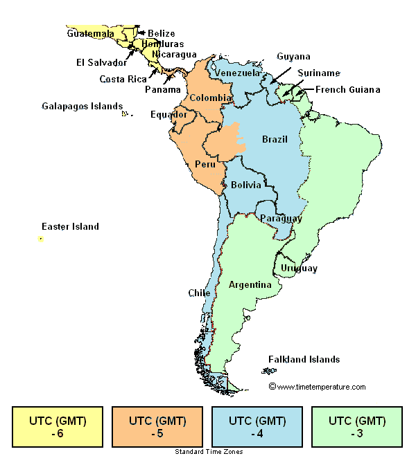 time zone map north and south america South America Time Zone Map time zone map north and south america