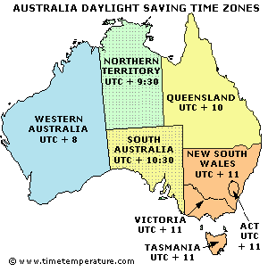 Current Time In Australia Map Australia Time Zones   Australia Current Time
