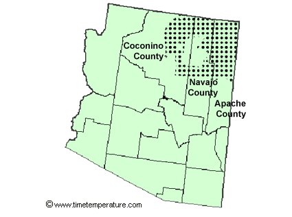 Arizona time zone by county map