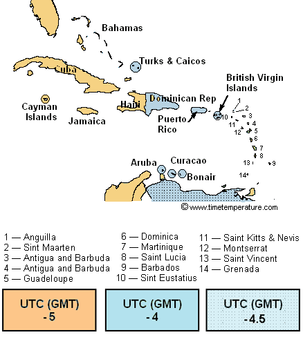 Caribbean Time Zone Map Sm 