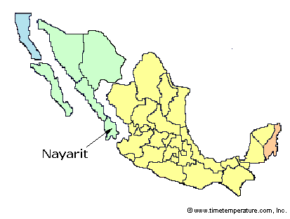 Nayarit Mexico time zone map