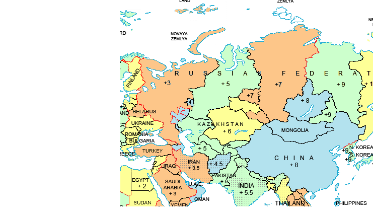 Time Zone Map Russia Russia Time Zones   Russia Current Time