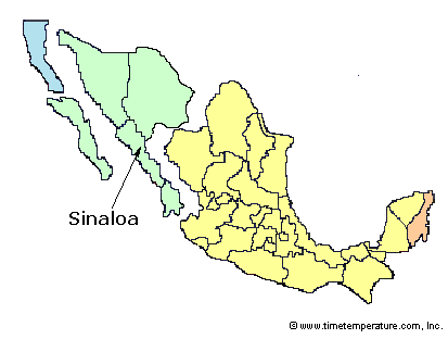 Sinaloa Mexico time zone map