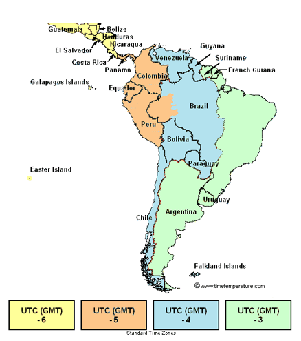 time zone map south america Chile Time Zone Chile Current Time time zone map south america