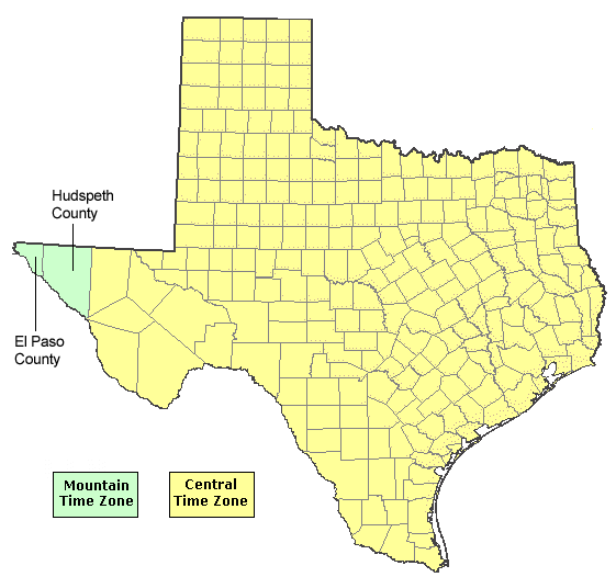 Texas Time Zone Map Current Time in Texas
